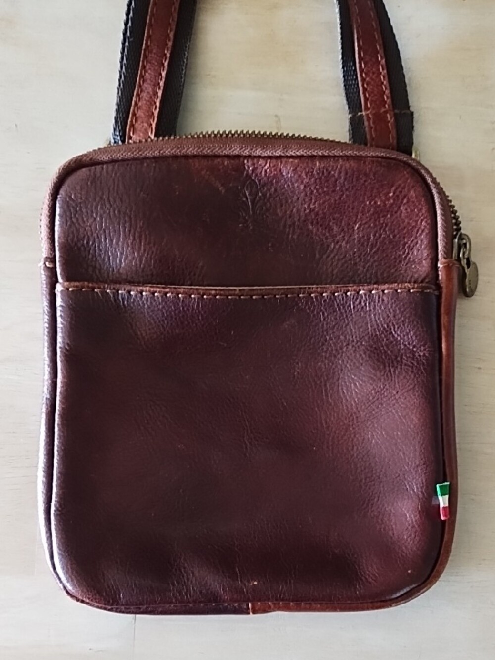 Italian Leather Crossbody Bag - Brown